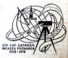 znak 250 lat geodezji Miasta Poznania 1728-1978